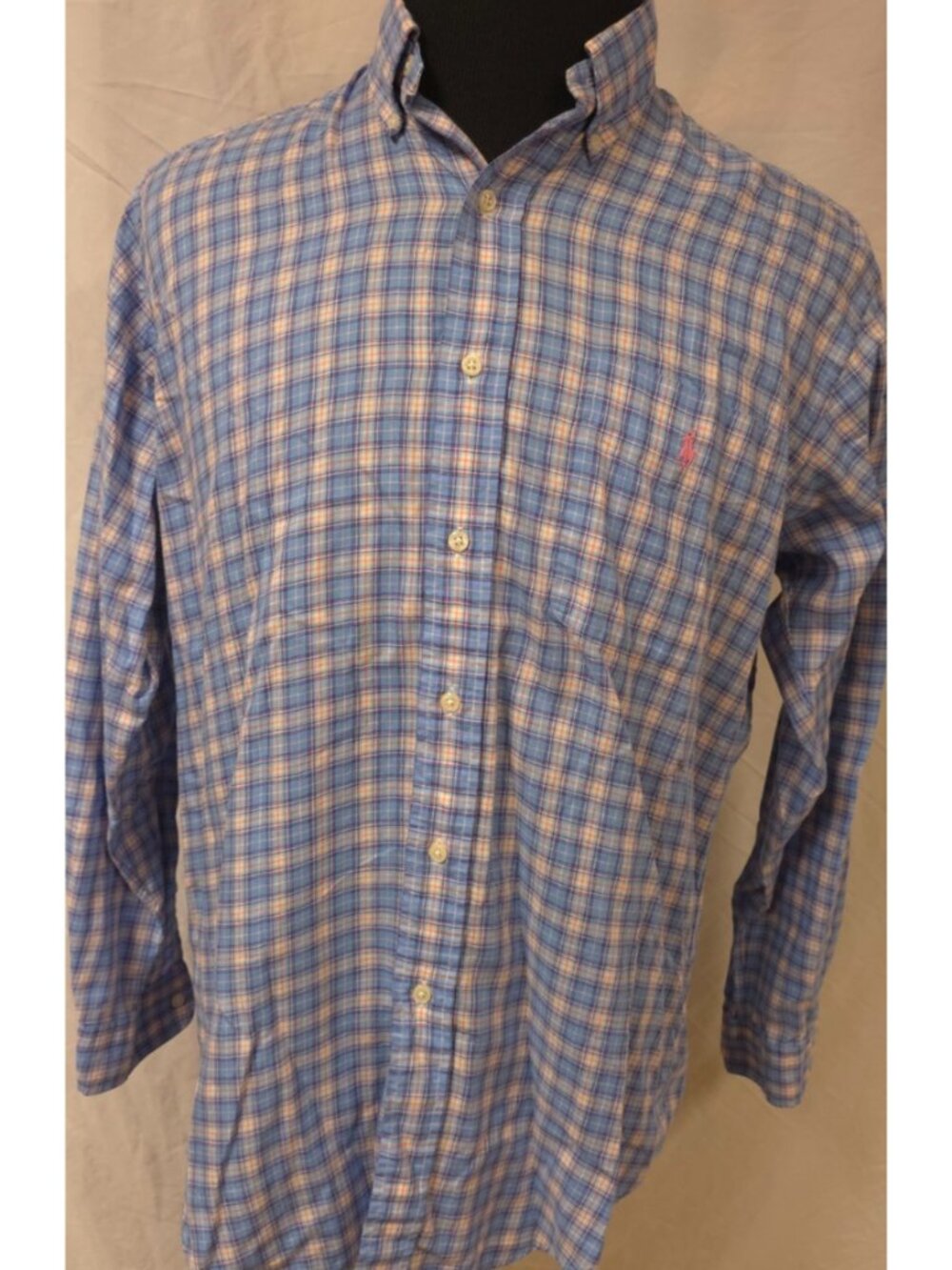 Ralph Lauren Blake Men's Small Blue Pink Pony Long Sleeve Button Down Shirt